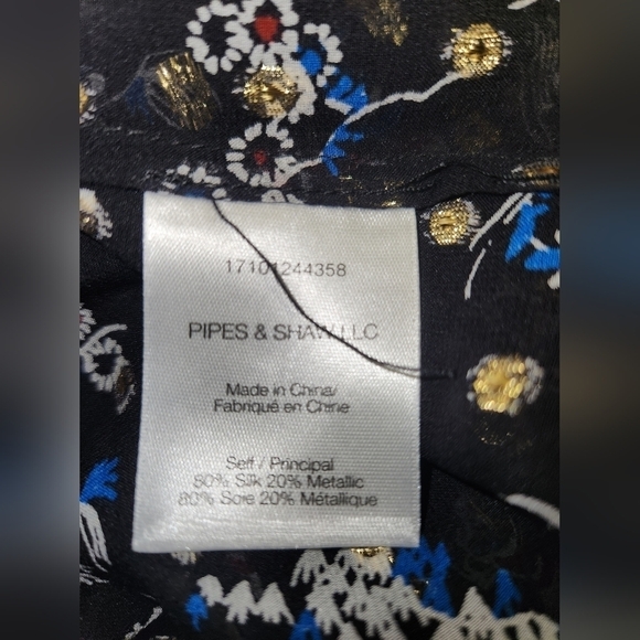 Veronica Beard Flynn Cold-Shoulder Floral Metalic Print Silk Blouse Size 2 - Picture 12 of 15